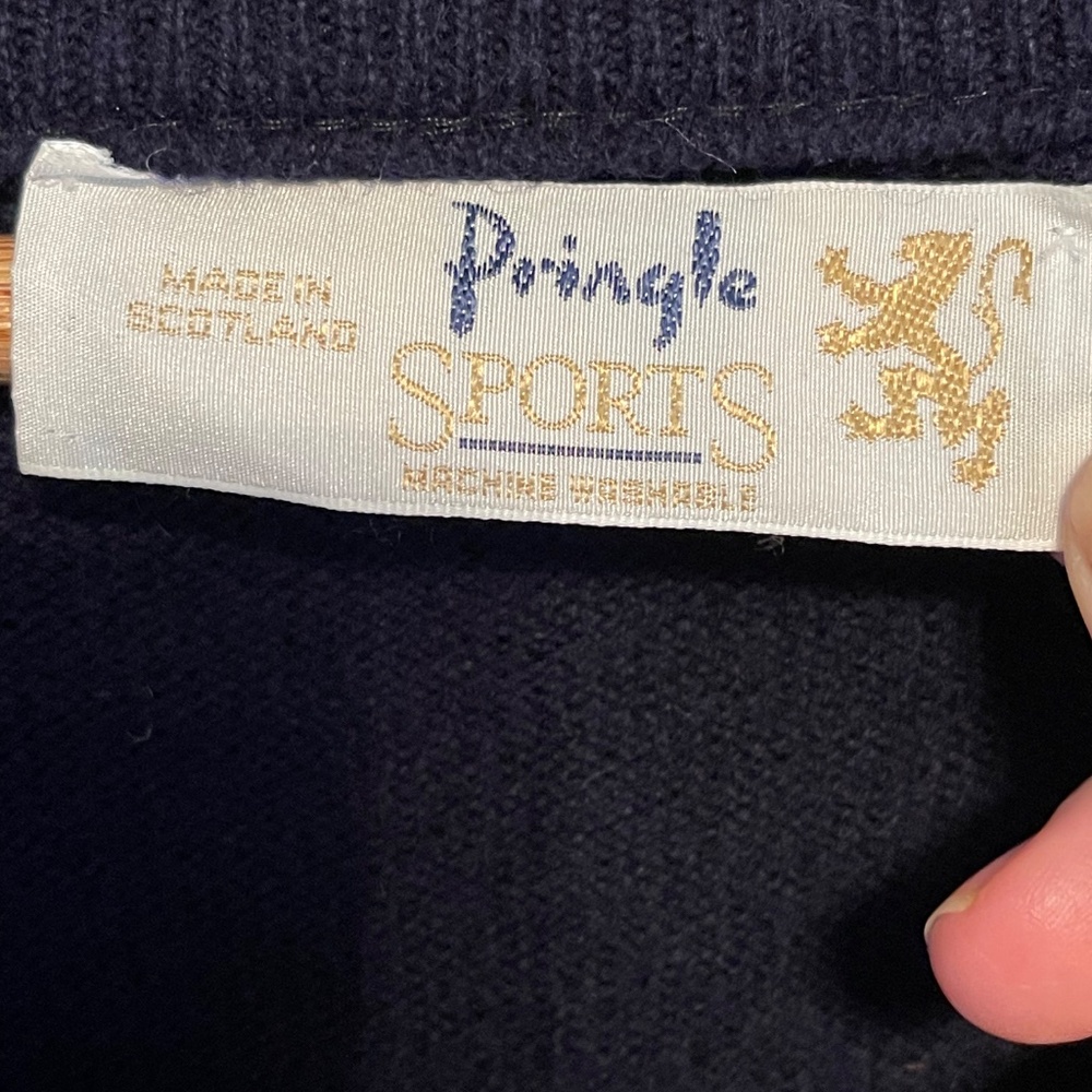 Men's - Pringle Sports - Wool V-Neck Navy Golf Sweater - Sz. XL - Picture 5 of 7